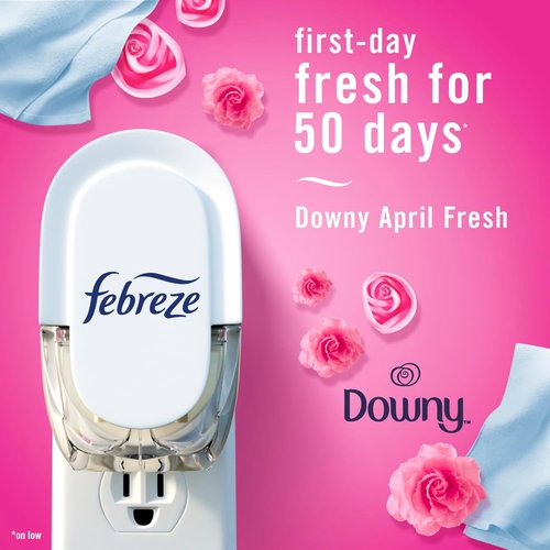 Febreze Odor-Fighting PLUG Air Freshener Refills - Downy April Fresh & Mediterranean Lavender, 4 Pack