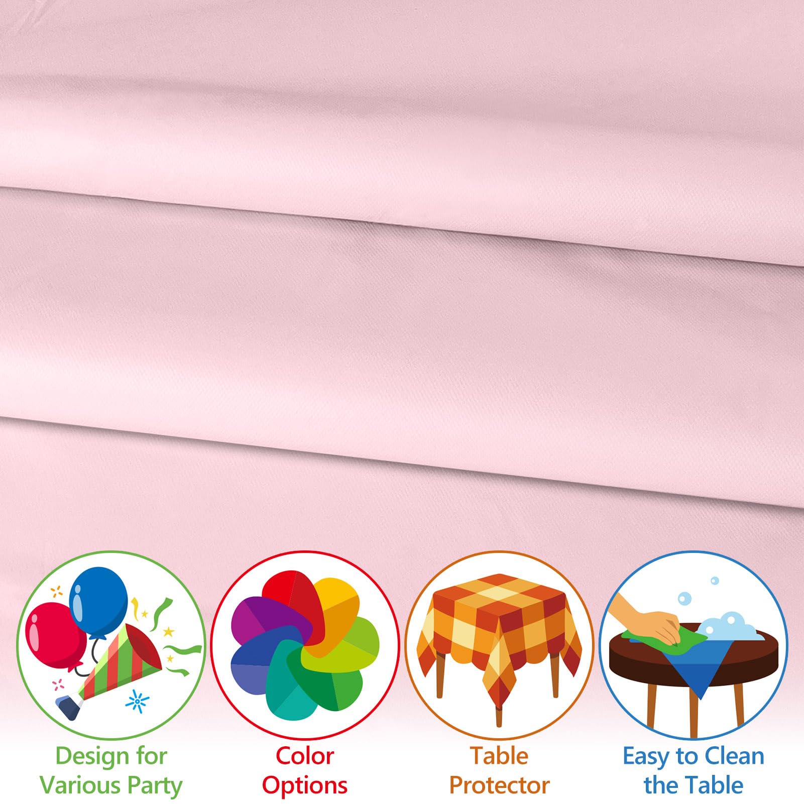 FAGNBED 10 Pack Light Pink Disposable Tablecloth, 54×108 Inches Waterproof Plastic Rectangle Table Cover, Leakproof & Sturdy Table Cloth for Valentines, Mother’s Day, Birthday Party Decoration