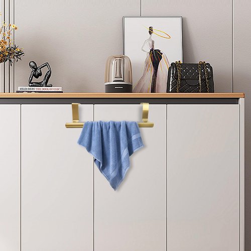Lilaly 2 PCS Gold 9.25" Kitchen Towel Holder, Over Cabinet Towel Bar