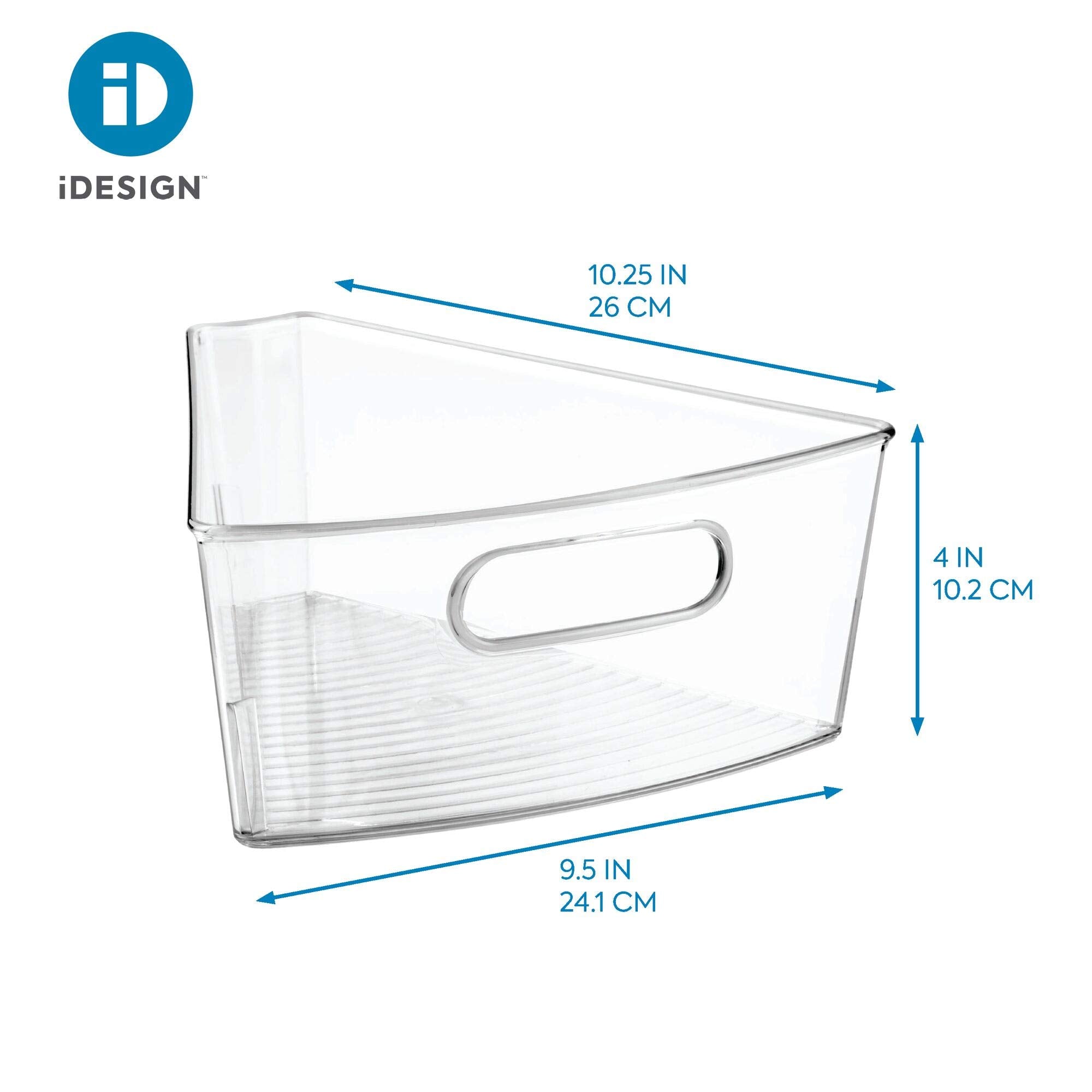 iDesign Plastic Lazy Susan Cabinet Storage Bin, 1/8 Wedge Container for Kitchen, Pantry, Counter, BPA-Free, 10.25" x 9.5" x 4", Clear