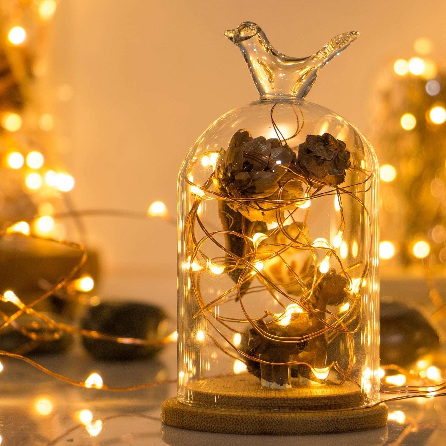 Sanniu LED String Lights - Mini Battery-Powered Copper Wire Fairy Lights | 16ft Warm White for Bedroom & Events