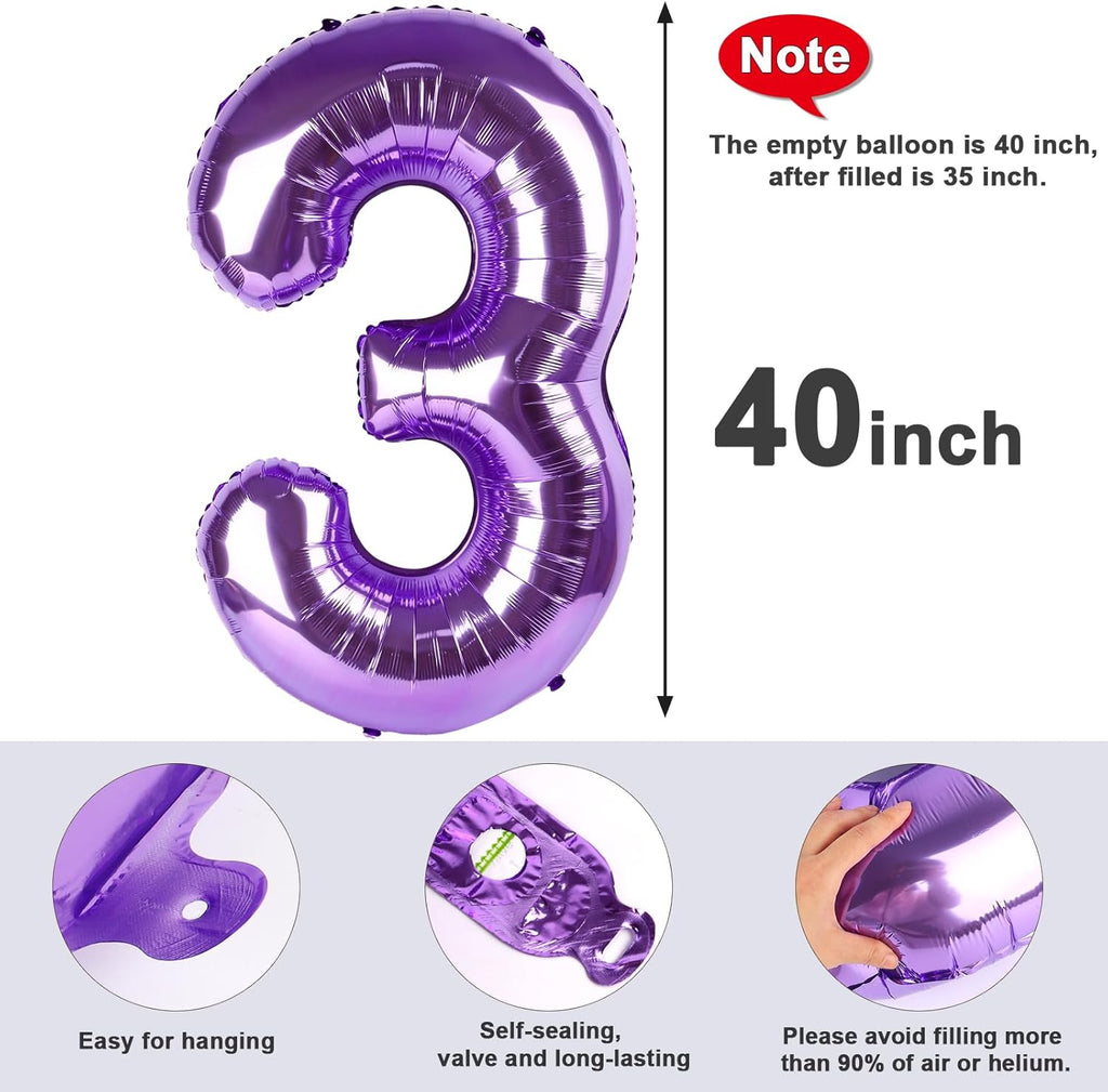 Number 0 Balloons - 40 Inch Purple Number Balloon for Birthday, Wedding, Baby Shower Decor