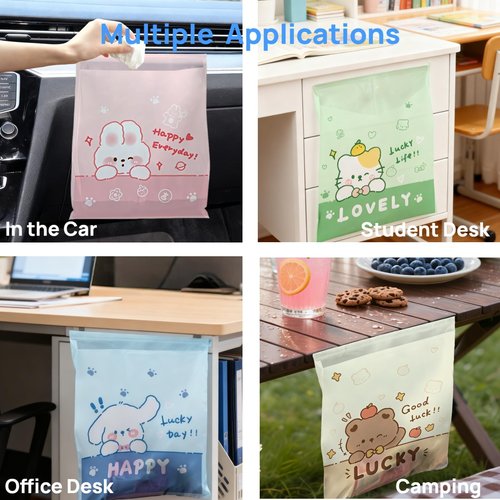 60PCS Space-Saving Hanging Car Trash Bags, Easy Stick-On Disposable Leakproof Garbage Bag & Vomit Bags for Auto, Camping, Travel, Office and Home Use