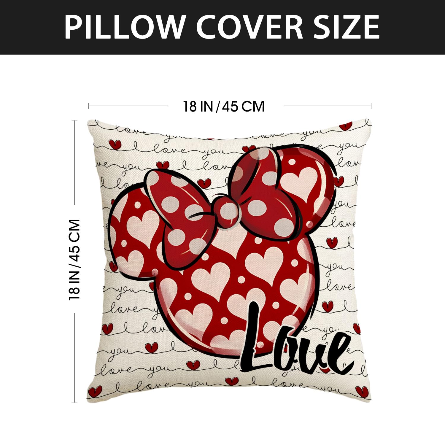 Yarcooly Valentines Day Pillow Covers Set of 4 Galentines Day Throw Pillow Cases Pink Cartoon Mouse Decor Valentines Day Decorations for Home Party