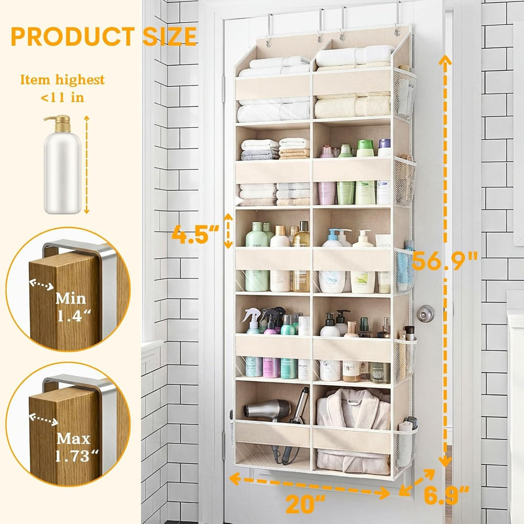 Ofiray Home Over The Door Organizer - Extra Large 5-Tier Storage with 10 Compartments | Beige, 80 lbs Capacity