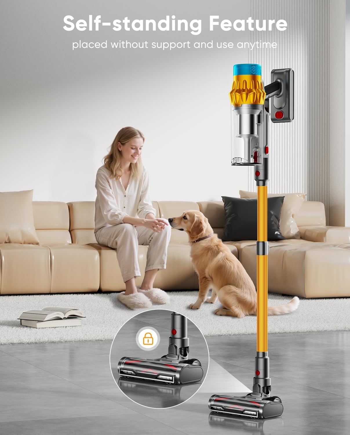 Skiennix Cordless Vacuum Cleaner - 600W Power, 70 Mins Runtime, Anti-Tangle Brush, 1.8L for Pet Hair & Carpet (Blue)