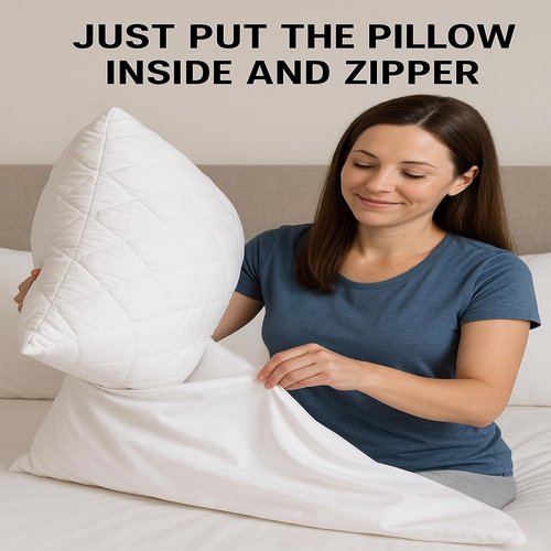Deluxe Zippered Vinyl Pillow Covers - Waterproof Protection for Standard 20"x29" Pillows | Ideal for Home & Hotel Use