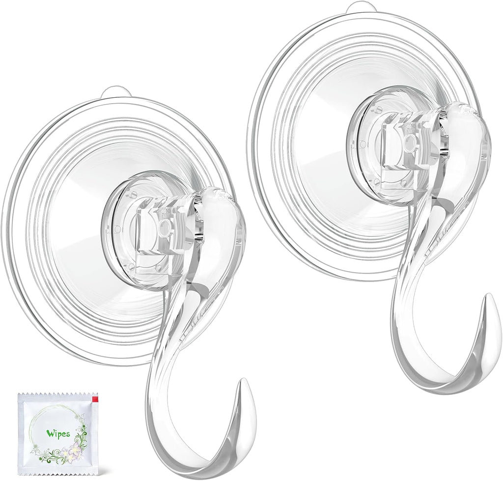 VIS'V Wreath Hanger - Heavy Duty Suction Cup Hooks | 22 LB Capacity, Removable & Reusable, Clear, 4 Pcs