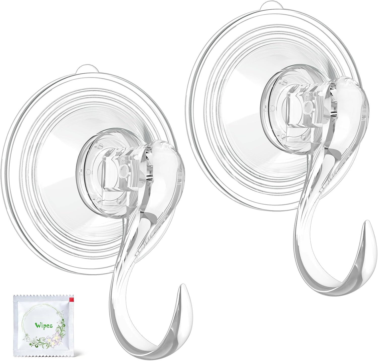 VIS'V Wreath Hanger - Heavy Duty Suction Cup Hooks | 22 LB Capacity, Removable & Reusable, Clear, 4 Pcs