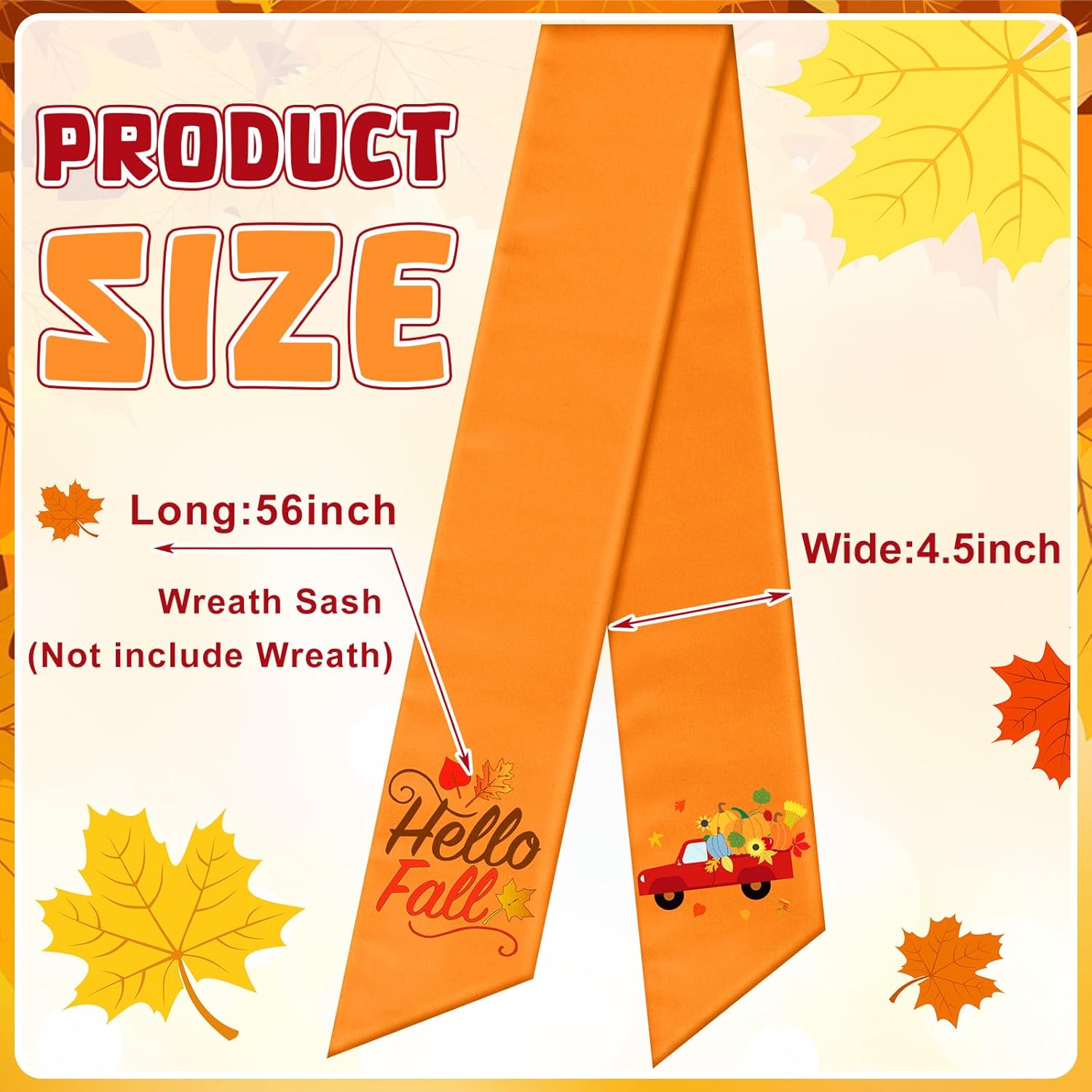 VitalCozy Hello Fall Wreath Sash - Satin Ribbon for Embroidery Monogram | Indoor/Outdoor Decor