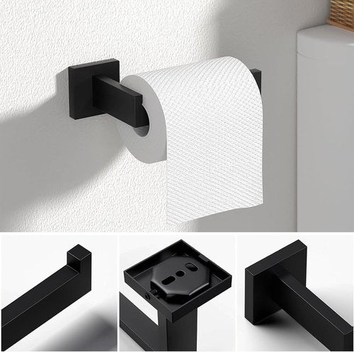 JOPOFI 5 Piece Bathroom Towel Bar Set - Matte Black SUS304 Stainless Steel Towel Holder | 15.7 Inch Wall Mounted Racks