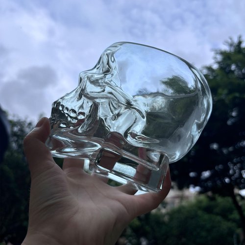 TVIAOH 700ML 24oz 4pcs Skull Wine Glass Cup Funny Large Glasses, Drinking Glass Vodka Spirits Cup Glass Halloween Decorations Gifts Halloween Themed Party Holiday Gifts New Skull Cup 4set