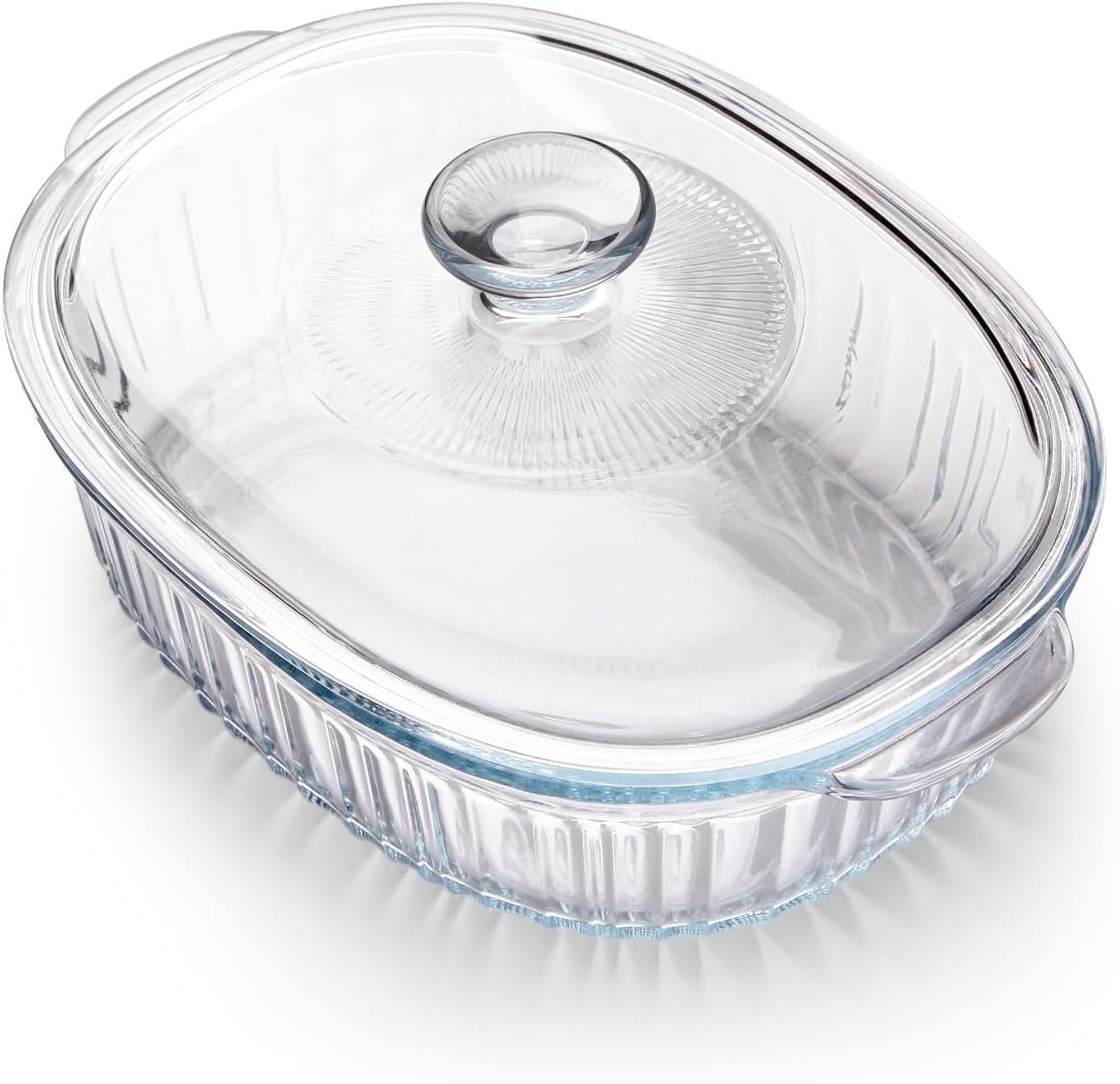 NUTRIUPS Oval Glass Casserole Dish - 1.9QT Borosilicate Baking Dish with Glass Lid