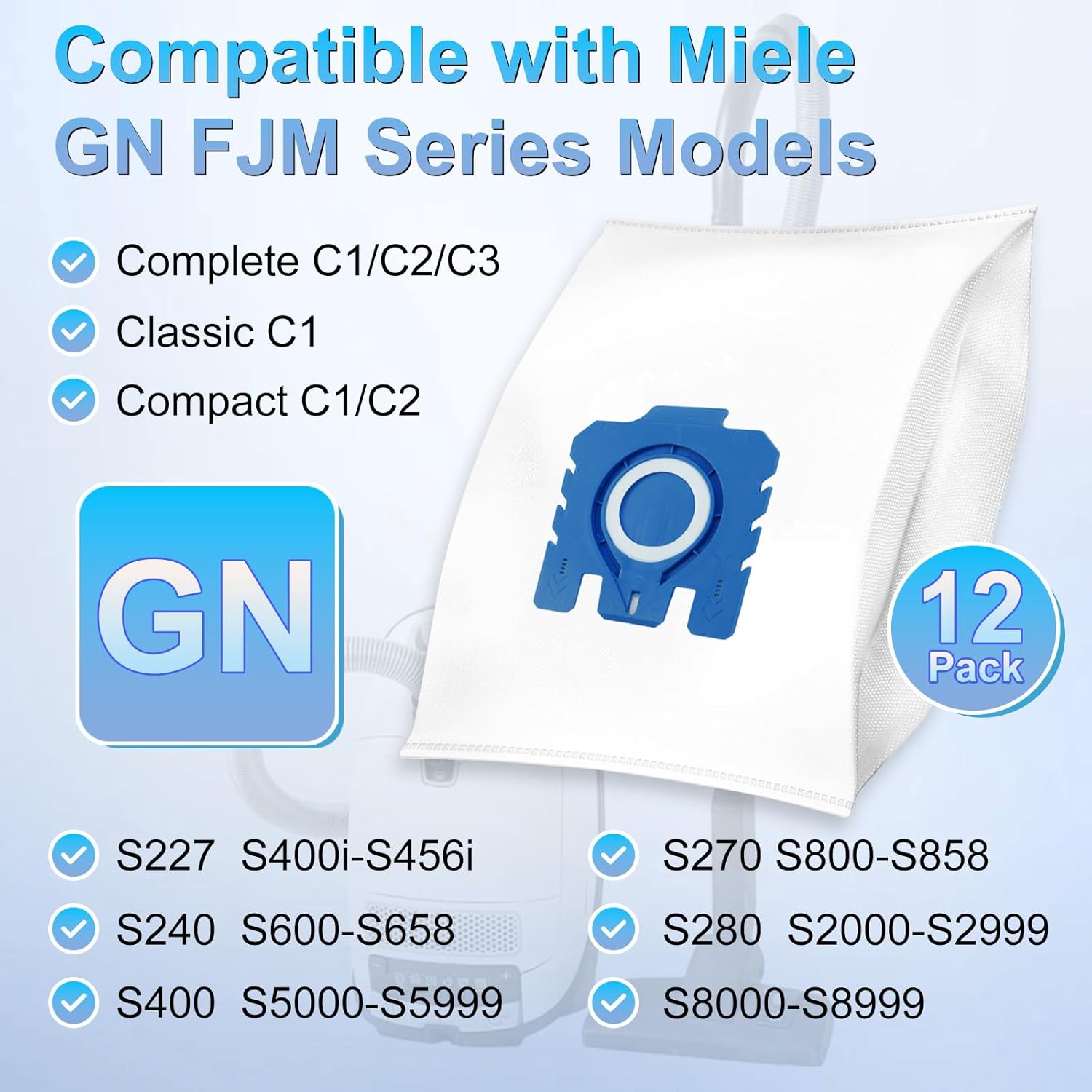 Miele 3D Airclean Dust Bags - Replacement Vacuum Cleaner Bags for Classic C1, C2, C3 & More
