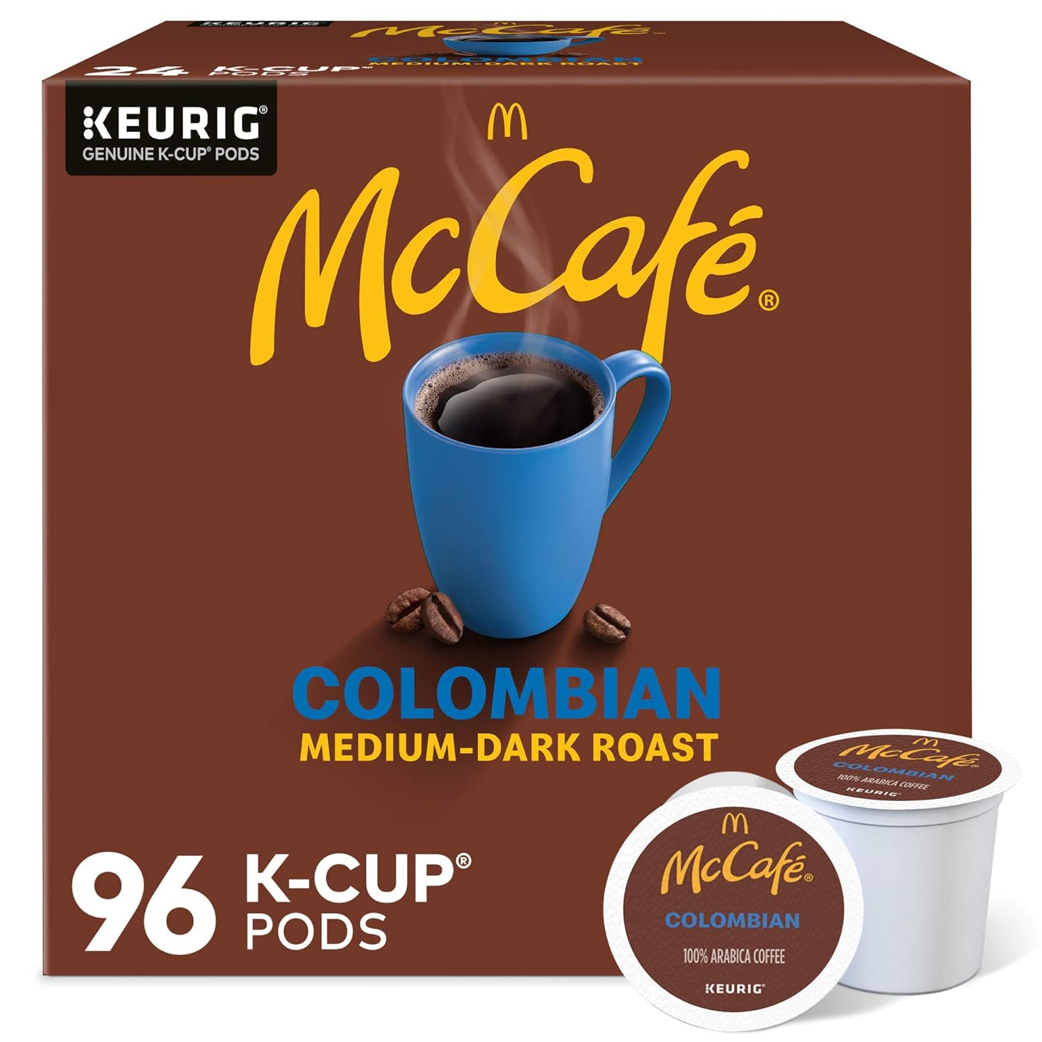McCafe Colombian Coffee K-Cup Pods - Medium Roast, 96 Count (4 Packs of 24)
