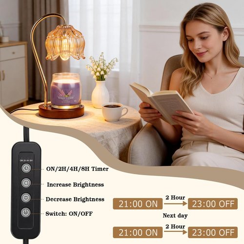 Funistree Flower Candle Warmer Lamp - Dimmable with Timer | Perfect Gift for Mother's Day & Home Decor