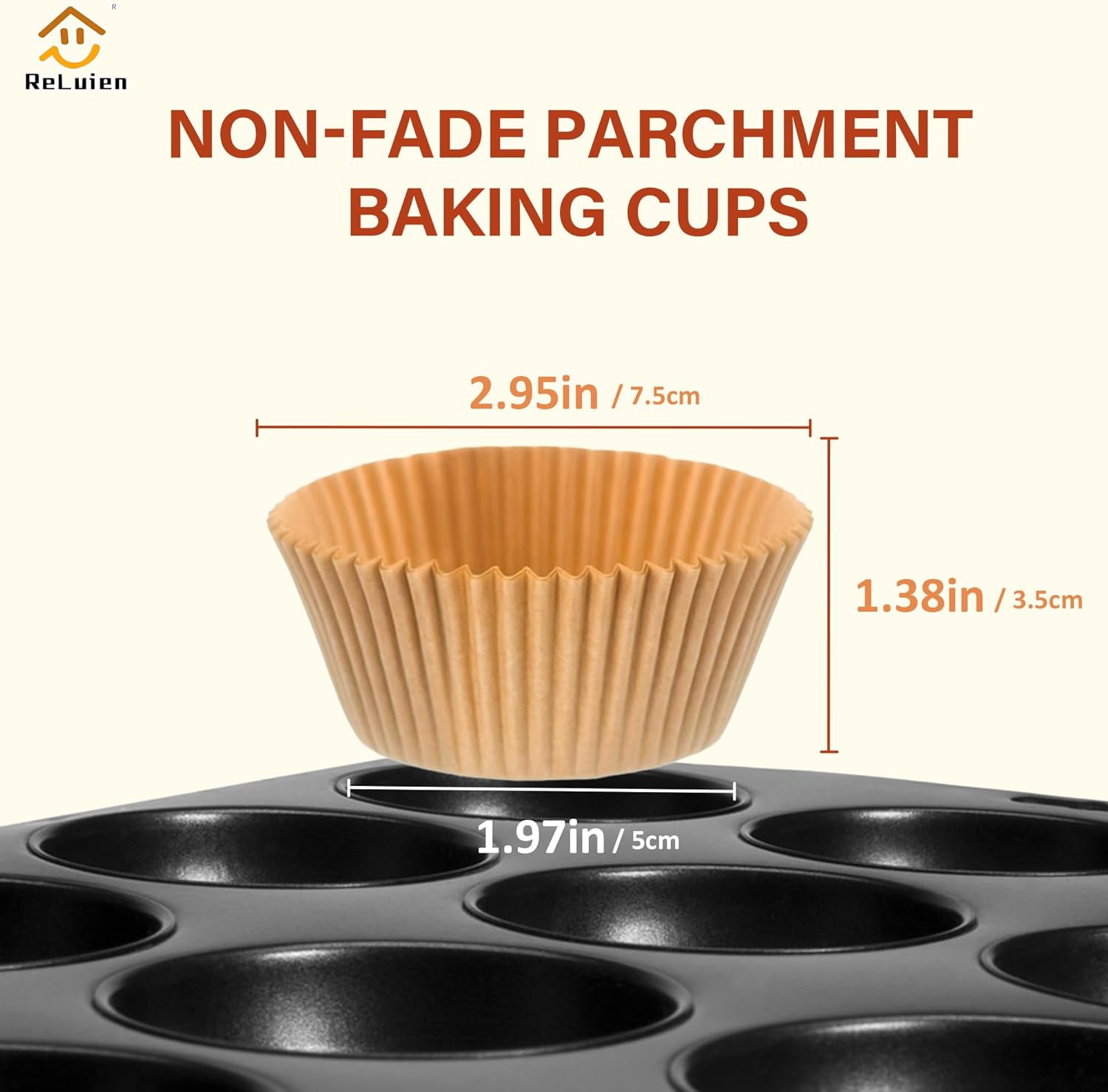 Standard Natural Cupcake Liners - 200 Pcs Greaseproof Parchment Baking Cups for Muffins & Treats