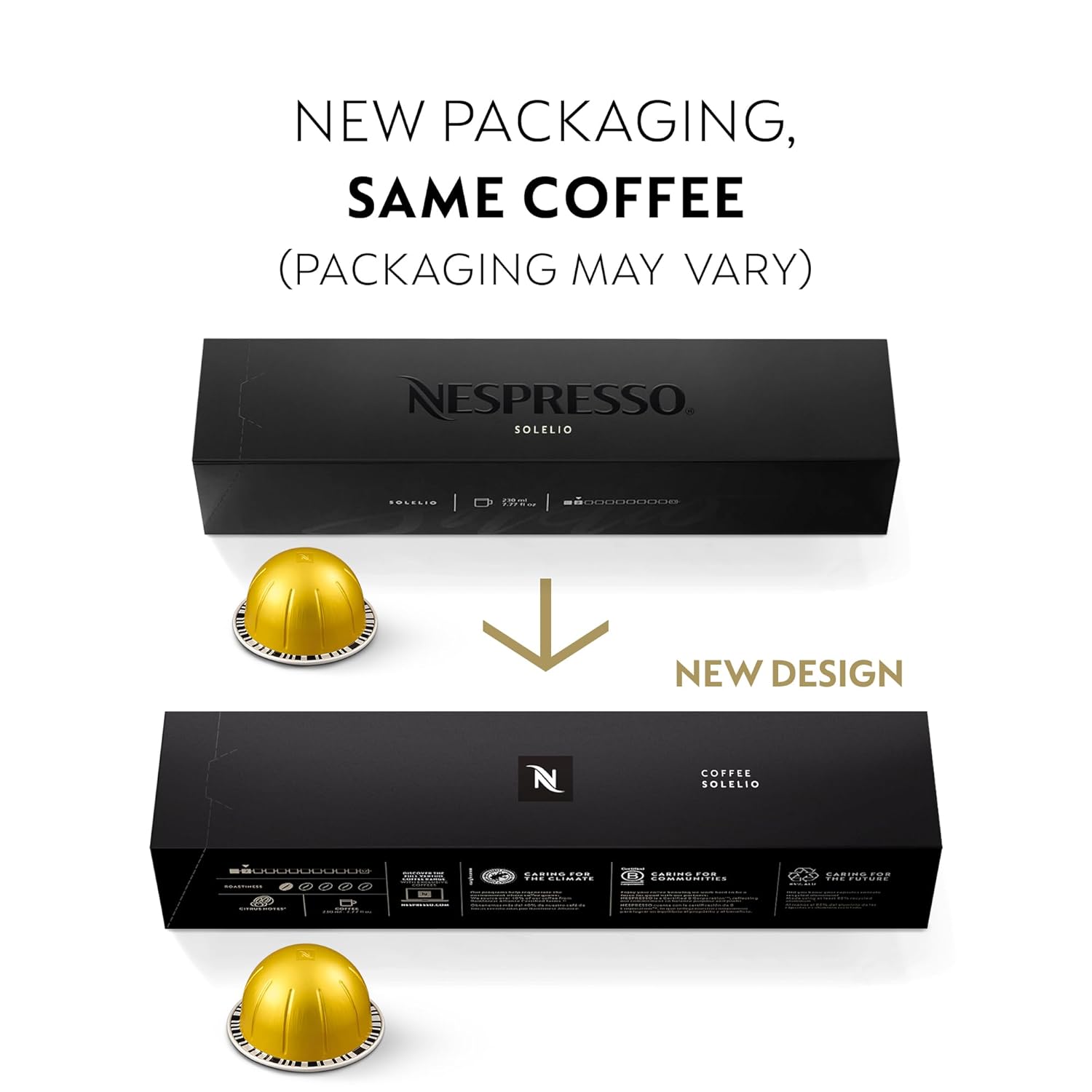 Nespresso Vertuo Capsules - Solelio Mild Roast Coffee Pods | 30-Count, Brews 7.8 oz (Pack of 2)