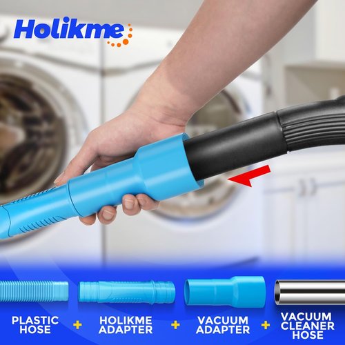 Holikme Dryer Vent Cleaner Kit - 2-Piece Lint Vacuum Attachment & Flexible Brush | Blue