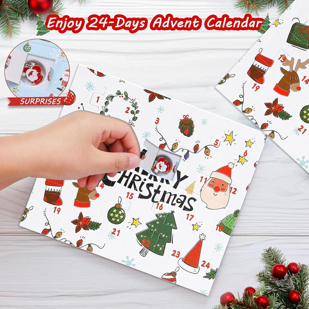 Skiennix Christmas Advent Calendar Bracelets 2024 - 24-Day Countdown with 22 Charm Beads & 2 Bracelets for Girls & Teens (Silver)