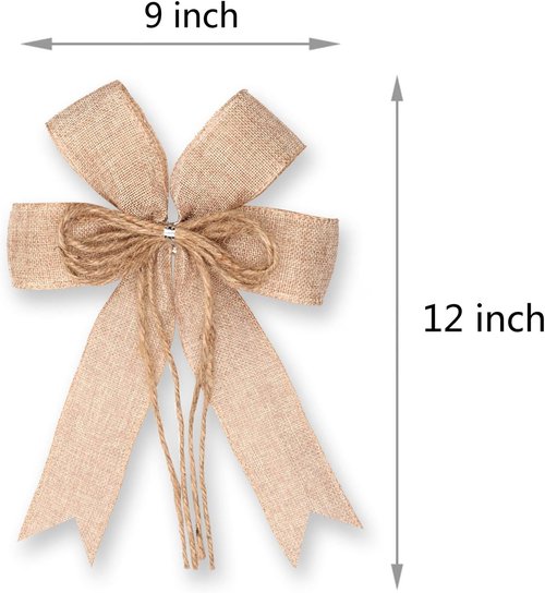 Hongsome Burlap Jute Rope Bows - Rustic Farmhouse Decor for Wreaths & Gift Wrapping | 2 Pack