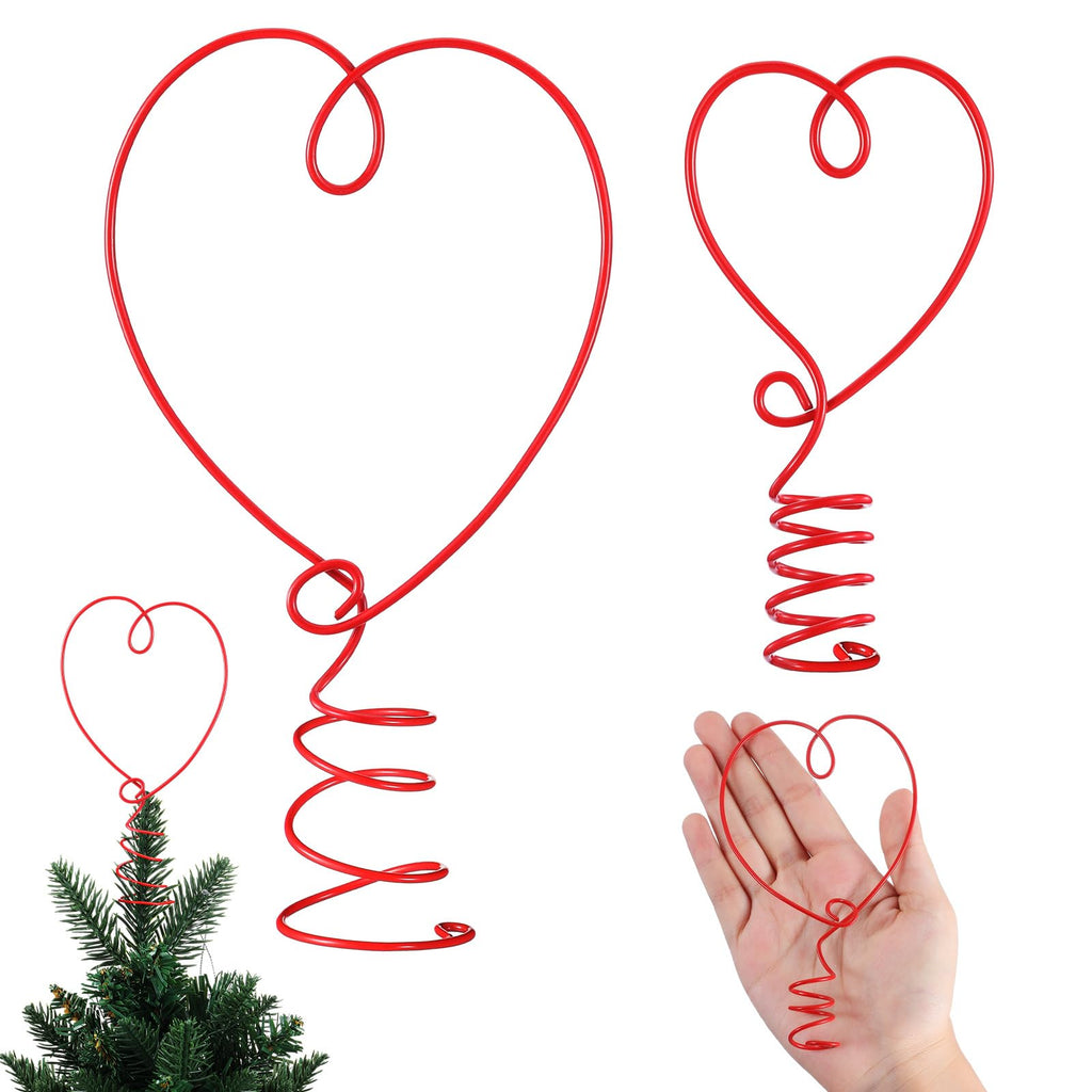 Yinkin 2 Pcs Mini Valentine Tree Topper 2 and 3 Inch Mini Heart Valentines Topper for Small Tree Toppers Metal Heart Decorations for Valentine's Day Home Decor Party Holiday