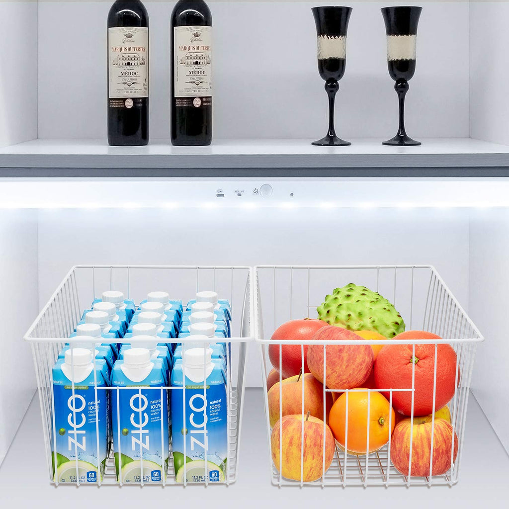 Y.Z.Bros 16inch Upright Freezer Organizer Baskets for 13-14,16-21 cu.ft Standup Freezer, Settle freezer chaos and reduce food waste effectively, Durable, Fully Use Space, Improve Air Circulate,Pack 6