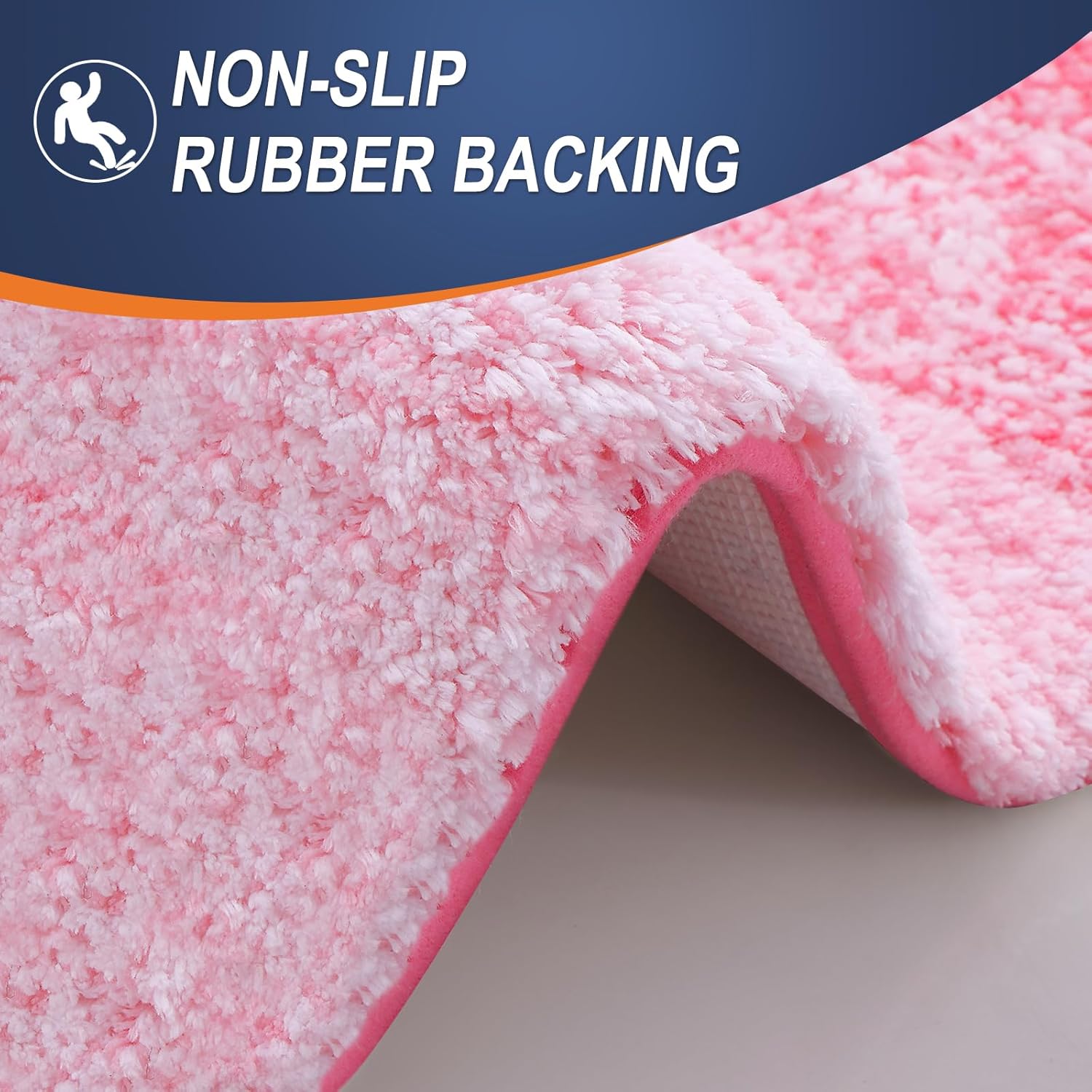 OLANLY Large Bathroom Rugs - Extra Soft Microfiber Mat 50x30 | Quick Dry, Rubber Backing, Pink