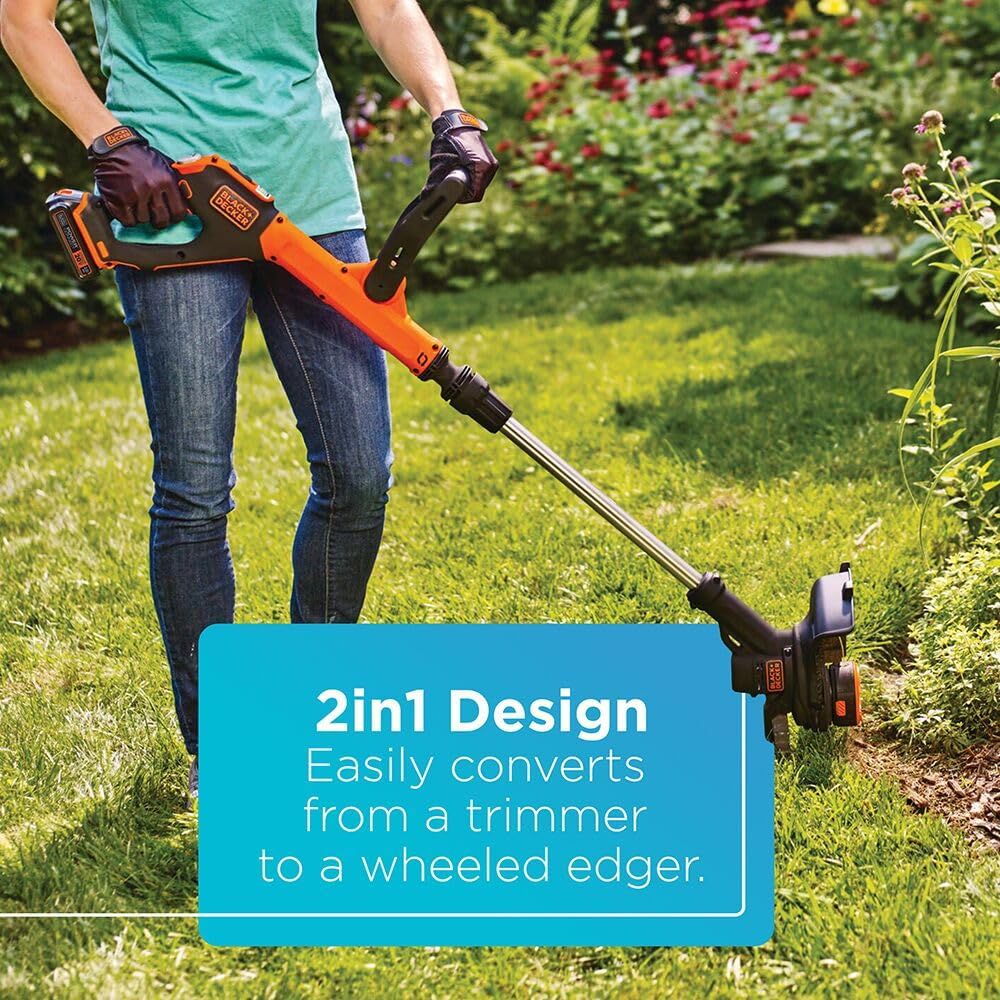BLACK+DECKER 20V MAX String Trimmer & Edger - EasyFeed 12-Inch Cutting Width, 2-Speed Control, Battery Included