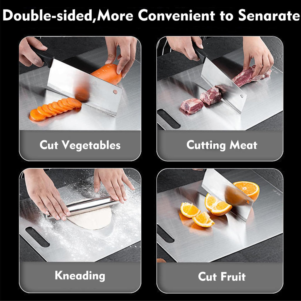 Titanium Cutting Board Set of 3,100% Pure Titanium Cutting Boards for Kitchen Double Sided,Hygiene Durable Dishwasher,Fruit & Vegetables （S+M+L)