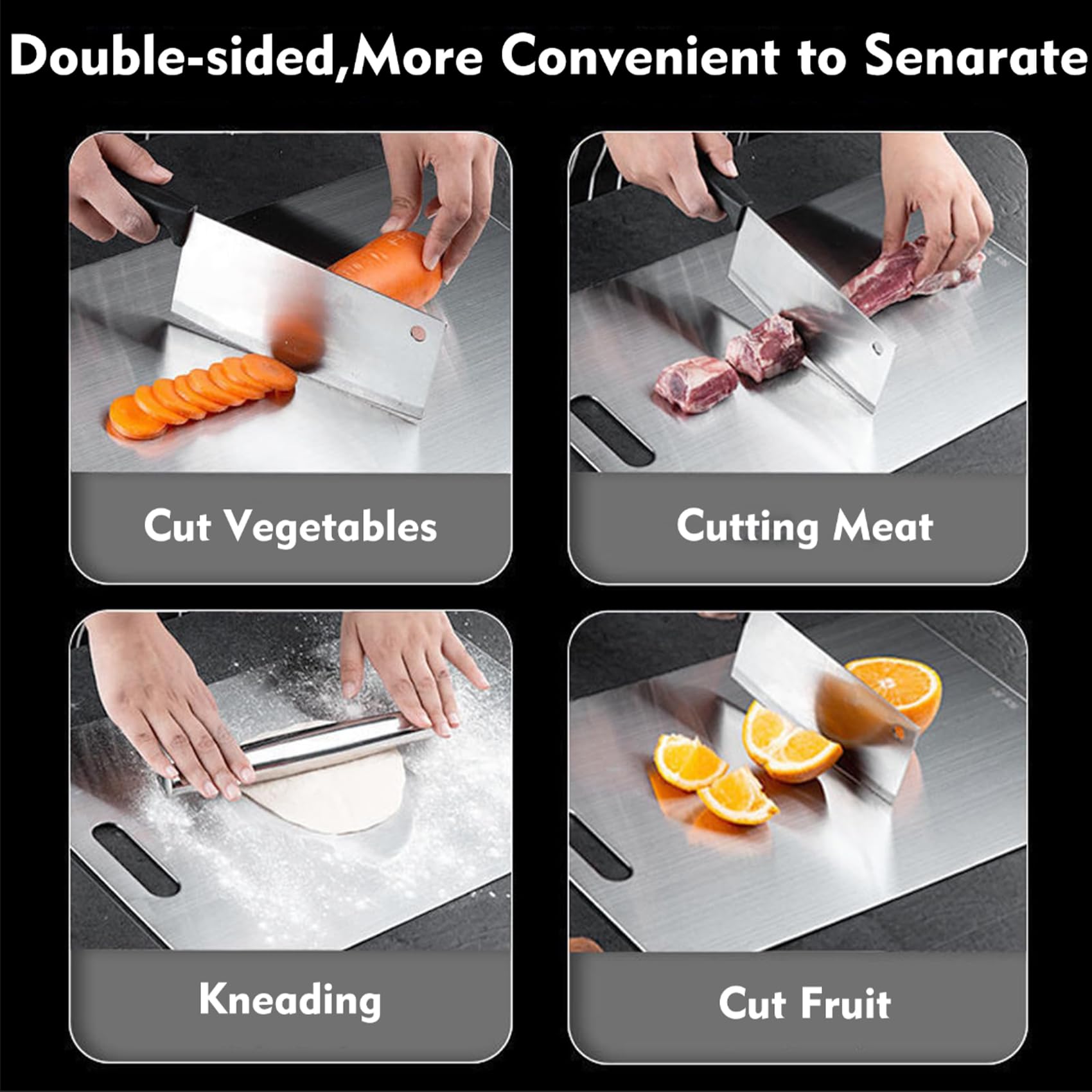 Titanium Cutting Board Set of 3,100% Pure Titanium Cutting Boards for Kitchen Double Sided,Hygiene Durable Dishwasher,Fruit & Vegetables （S+M+L)