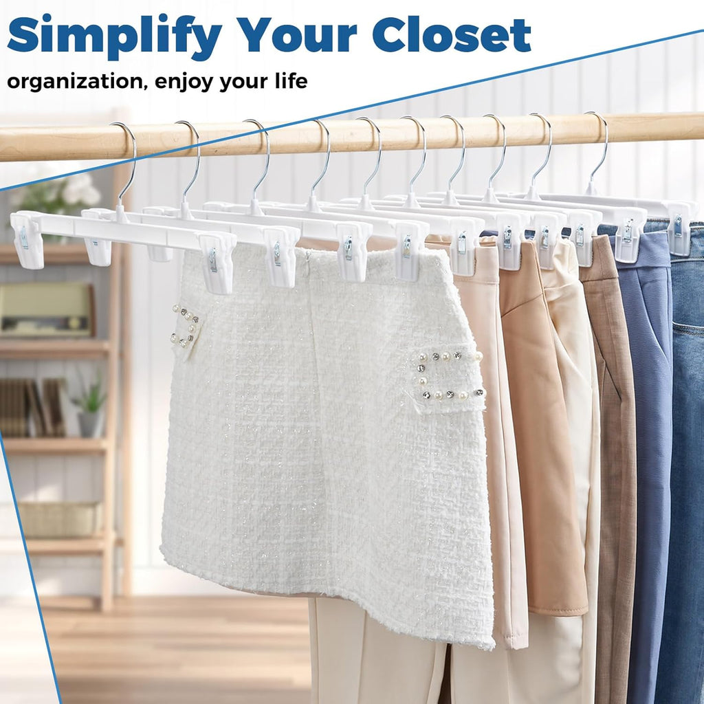 Smartor Skirt Hangers - Durable Pants Hangers with Clips | Space-Saving Design | 30 Pack for Men & Women