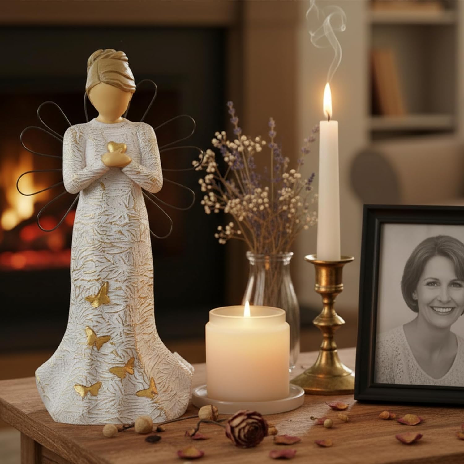 NAN ZAI NAN FANG Sympathy Angel Figurines - Hand-Painted Resin Statues for Loss of Loved Ones | Bereavement Gifts