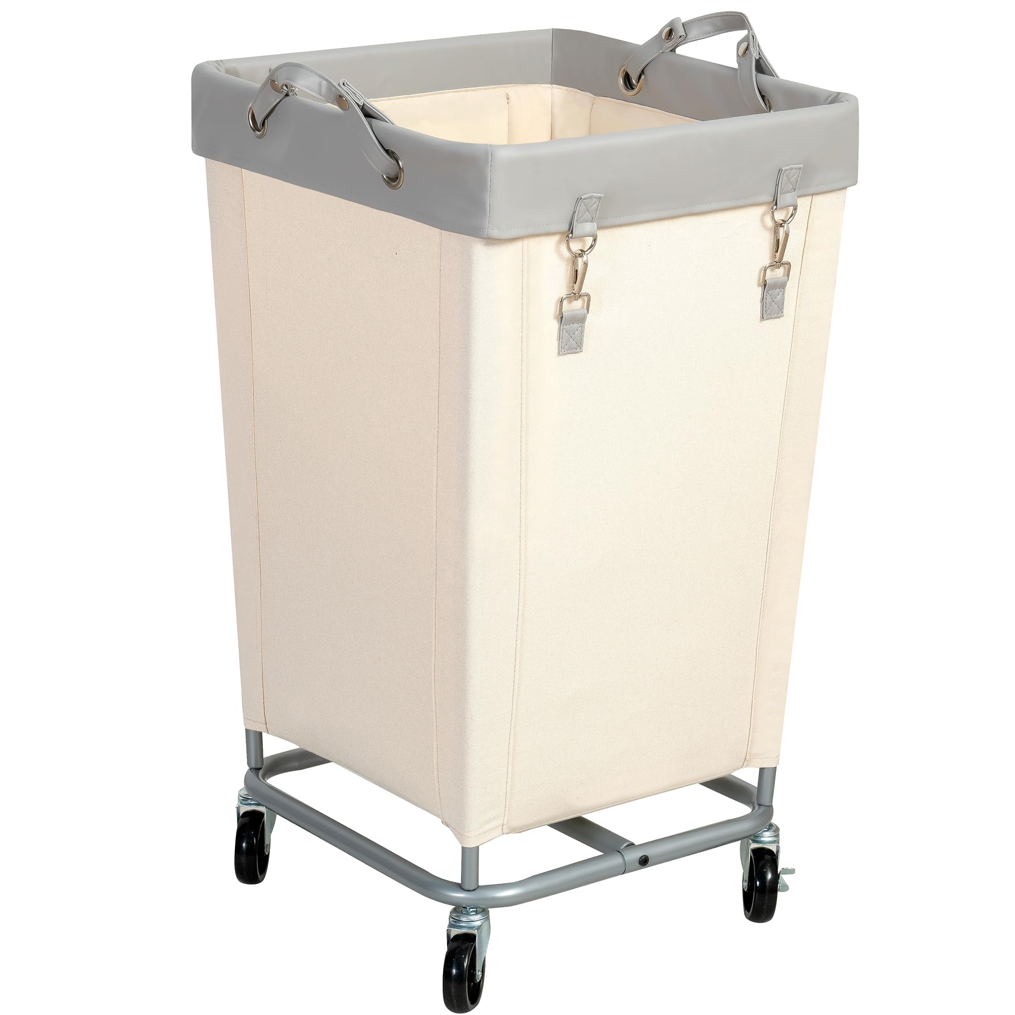 STO STO Laundry Hamper with Wheels, 160L Rolling Laundry Sorter Cart with Heavy Duty Steel Frame, Large Clothes Hamper with Handles for Bedroom, Bathroom, Laundry Room, Beige and Gray