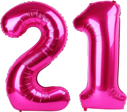 Hot Pink Number 21 Balloons - 40 Inch 21st Birthday Decorations for Women | Stylish Party Supplies
