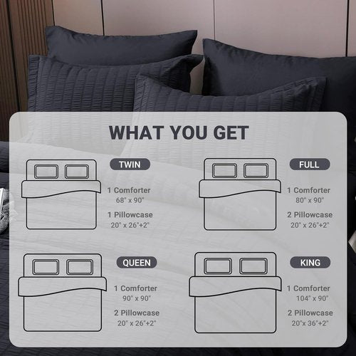 HYMOKEGE Queen Comforter Set - Lightweight 3-Piece Bedding Set with Soft Down Alternative - Black