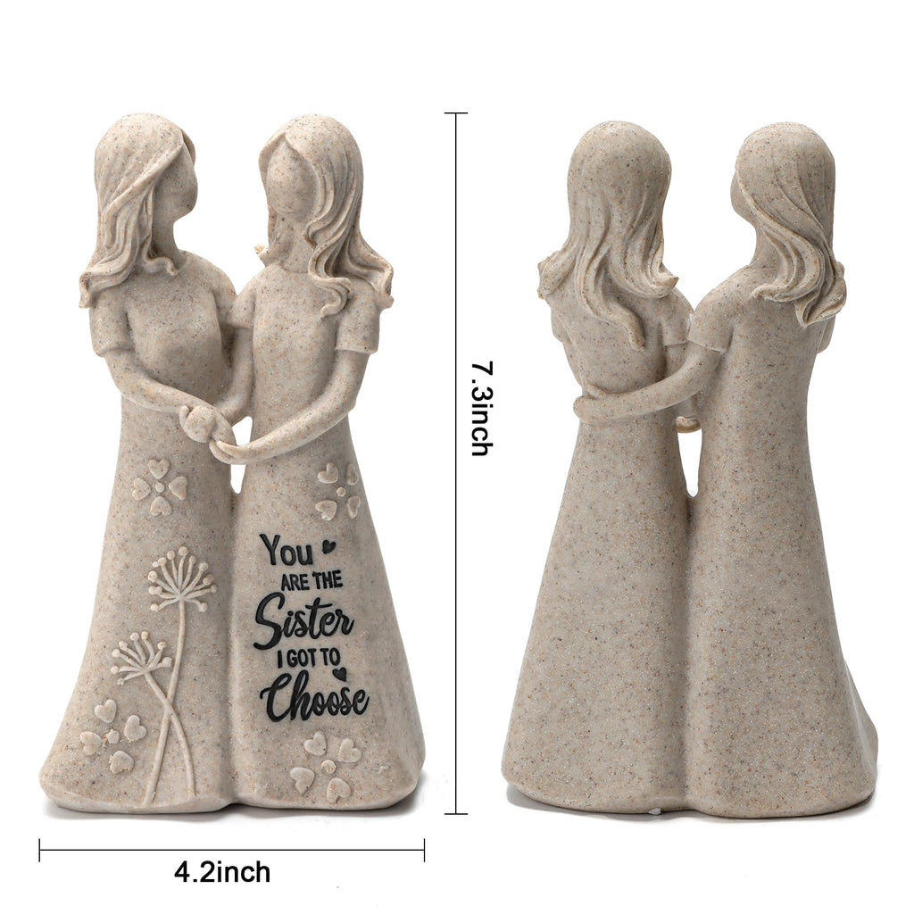 INLOMEM Friendship Gifts for Best Friends Women - Resin Sister Figurines Best Friend Sister Birthday Gift Ideas Unique Gifts for Sisters from Sister - Hand-Painted Figure (Granite)