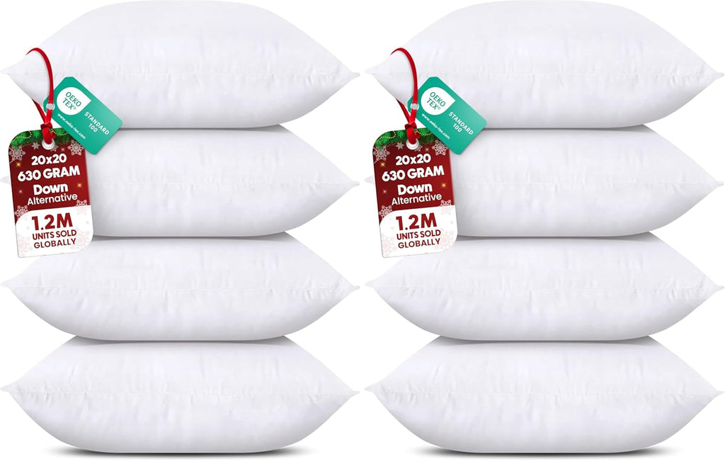 Utopia Bedding Throw Pillows - Set of 4 Decorative 20 x 20 Inch White Pillows for Sofa & Bed