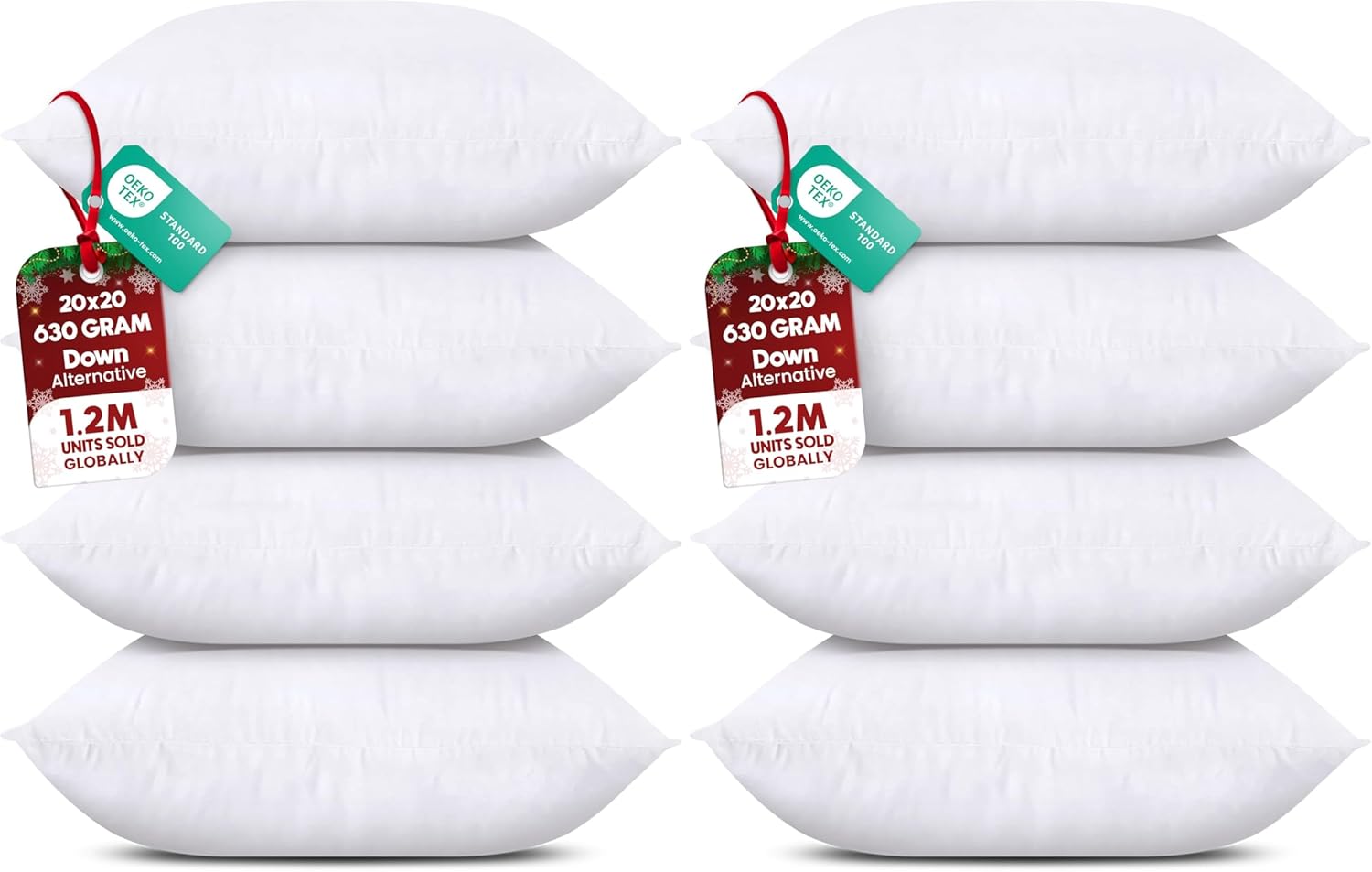 Utopia Bedding Throw Pillows - Set of 4 Decorative 20 x 20 Inch White Pillows for Sofa & Bed