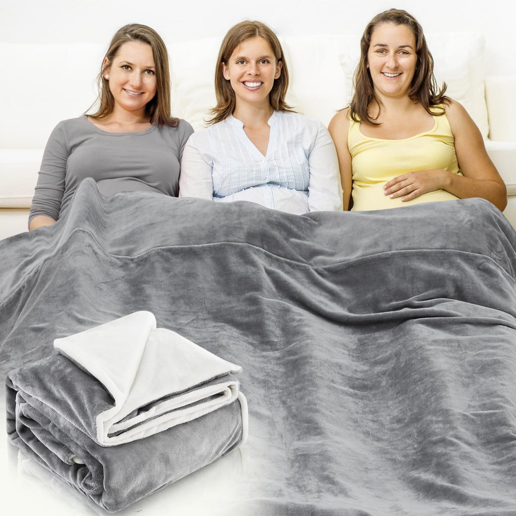 Preboun 108.27 x 86.61 Inch Large Faraday Blanket for Pregnant Babies, Emf Blanket Protection Two Sides Using for Beds Couches Travel(Flannel, Grey)