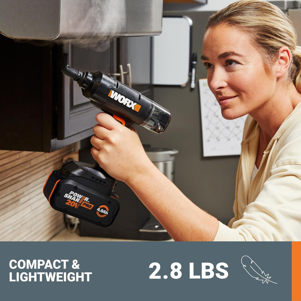 Worx 20V SteamStorm Cordless Handheld Steam Cleaner - 220°F Quick Preheat, Lightweight & Portable | Includes Battery & Charger