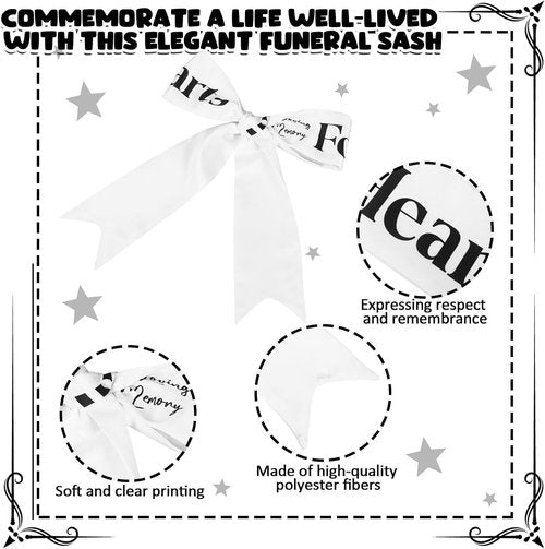 Fanfanwin Funeral Sash - Memorial Ribbon for Celebration of Life | 58x4'' White, Forever in Our Hearts