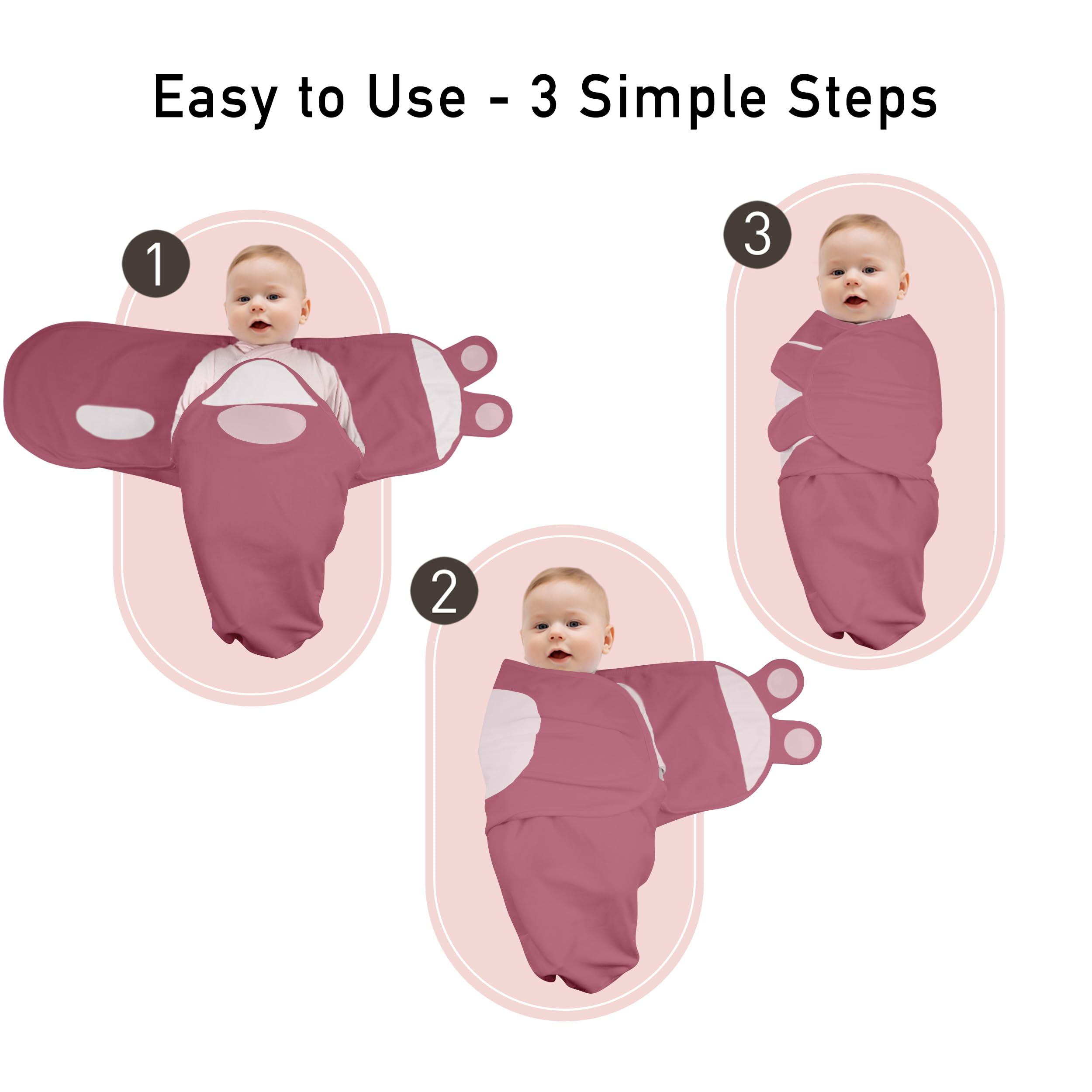 GLLQUEN BABY Swaddles for Newborns Organic Cotton, Soft Baby Girl Swaddles 0-3 Months, Womb-Like Sleep Sack Wrap Nursery Swaddling Blankets Mauve Blush Rose