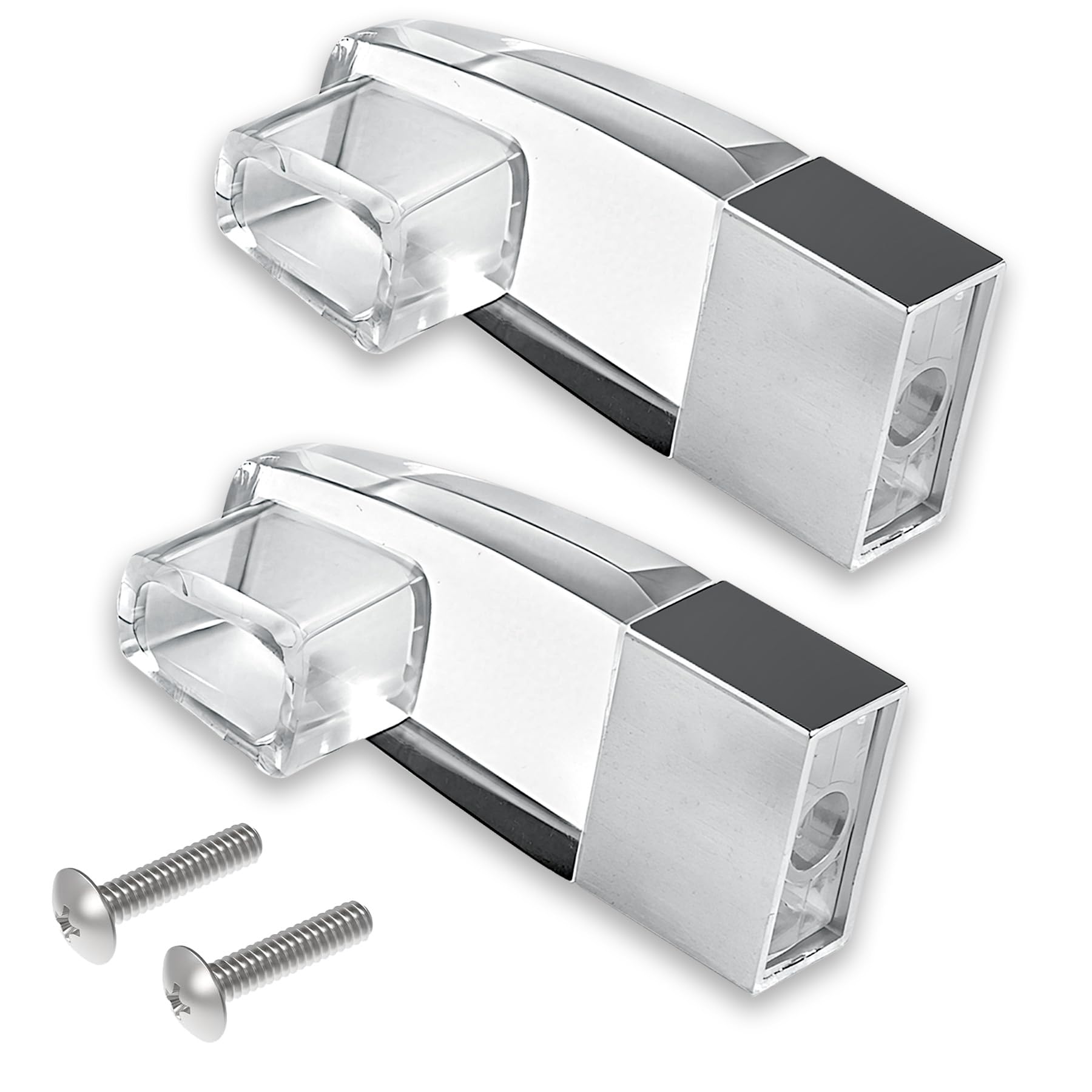 Clear Acrylic Shower Door Towel Bar Brackets with Bright Chrome Sleeve Replacement for Alumax/Basco Framed Sliding Shower Door Towel Rod Sliding Doors Replacement Parts-Towel Bar NOT Included (Silver)