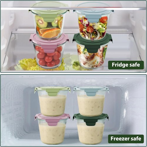 Freshmage Glass Meal Prep Containers - Airtight 23oz BPA-Free Storage Set | Heat-Resistant, 4-Pack