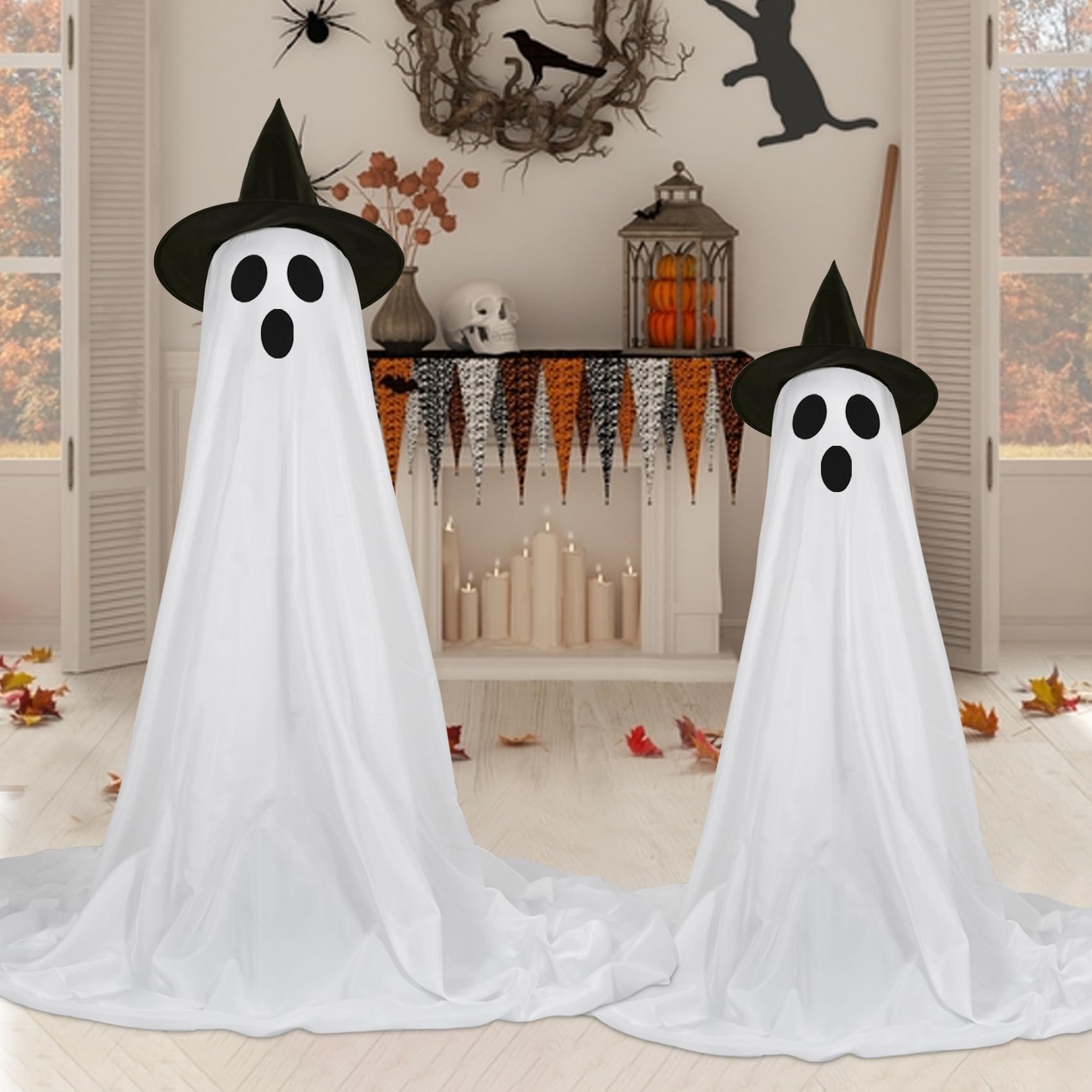 HYRIXDIRECT Halloween Decorations Indoor Outdoor, 2 Packs Light Up Spooky Ghost Halloween Decor Crafts Kit Indoor Cute Party Ghosts Decorations for Yard, Home, Room, Fireplace, Gardens