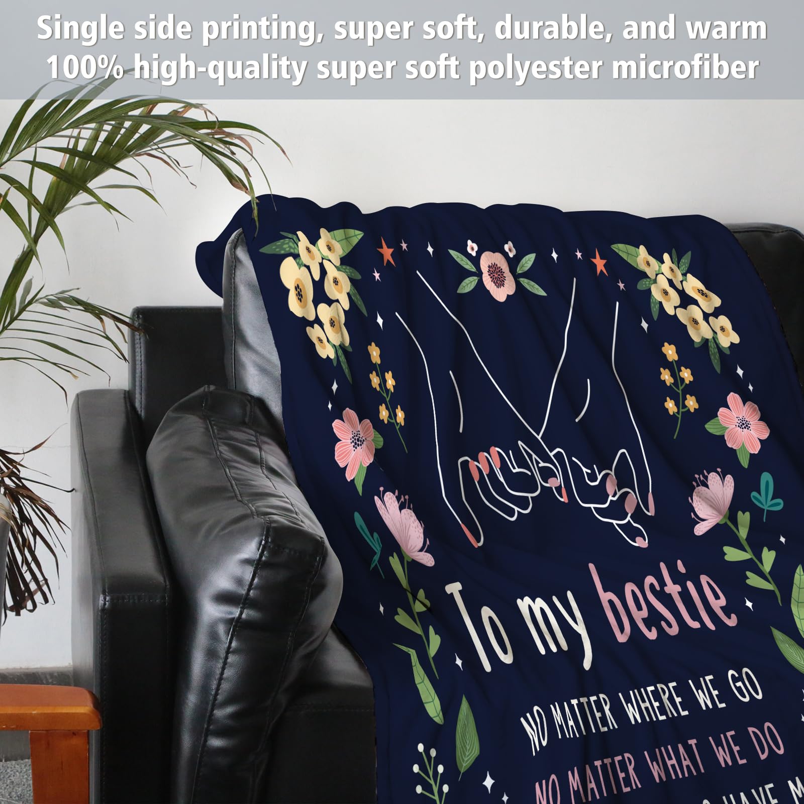 GiltGlimmer Friendship Gifts for Women, Best Friend Birthday Gifts for Women, Best Friend Blanket Gift, to My Bestie Throw Blanket for Christmas 80" x 60"