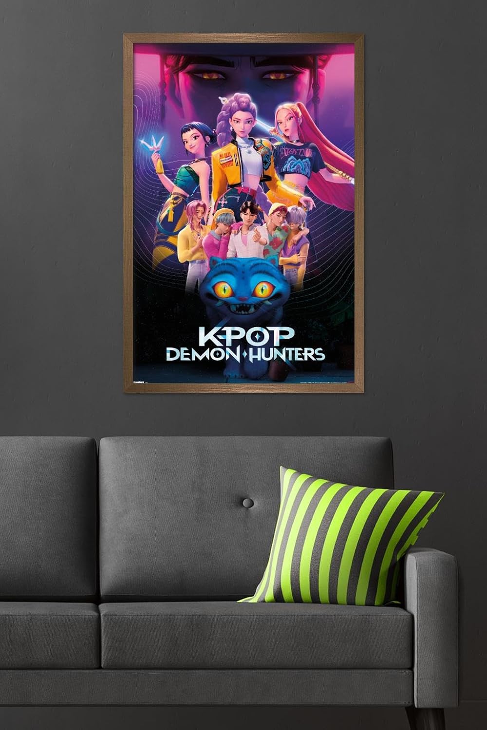 Netflix KPop Demon Hunters Wall Poster - Bronze Framed, 34L x 22.4W for Stunning Decor