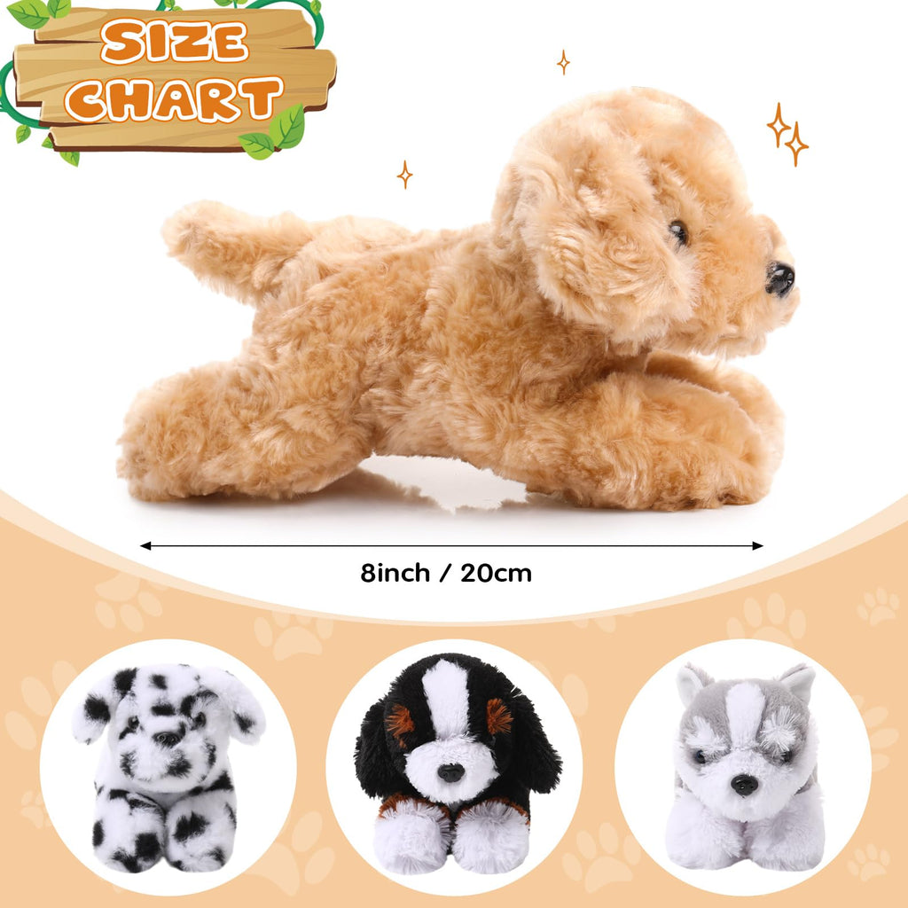Suilung 4-Pack 8 Inch Dog Plush Animal Plush Dog Soft Plush Dog Pillow Toy Fluffy Puppy Set Dog Theme Party Gift Birthday Room Home Decor (Stylish Style)