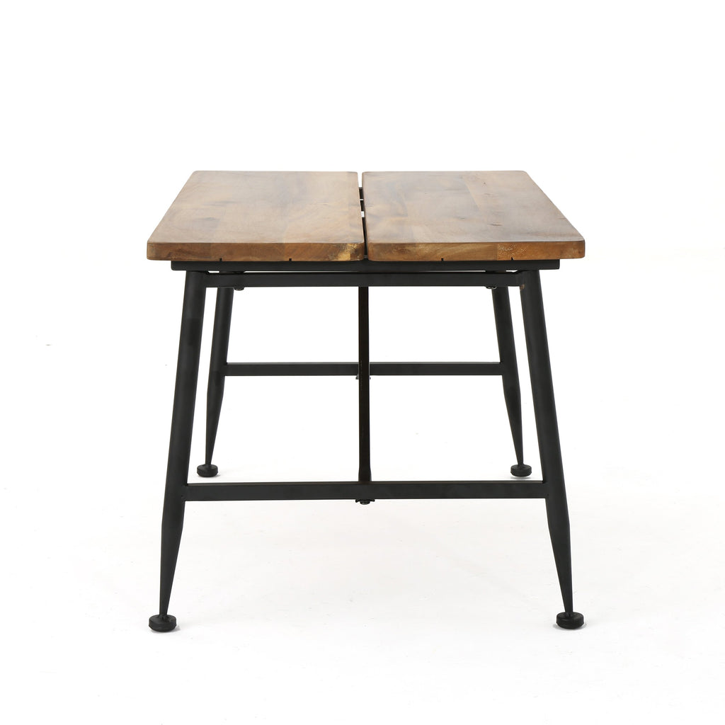 Christopher Knight Home Eleanora Industrial Acacia Wood Coffee Table with Iron Accents, Black / Antique Finish